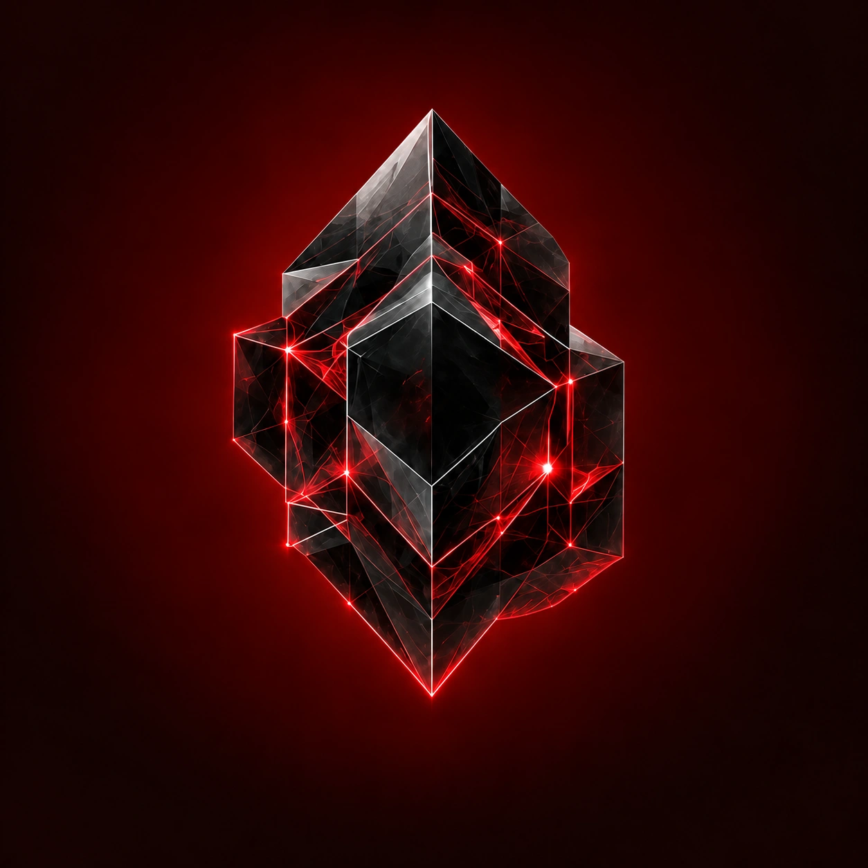 Black crystal with red orbits